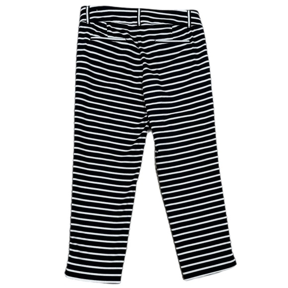 Ann Taylor LOFT Riviera Pant Marisa Fit Woven Ankle Crop Navy Stripe Sz 6 Preppy - Picture 4 of 9